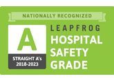 Nationally Recognized - Straight A's 2018-2023 - Leapfrog Hospital Safety Grade