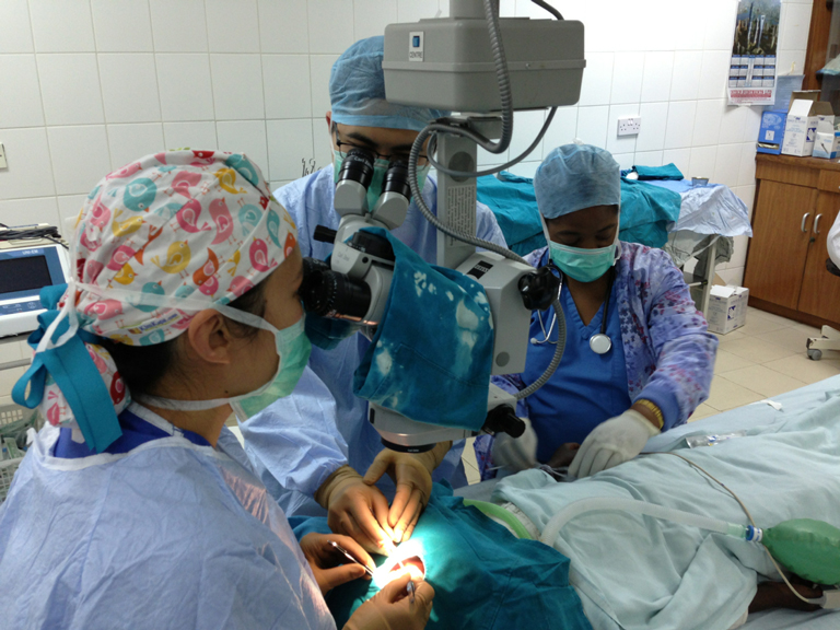 Dr. Yoo and Dr. Guan performing surgery