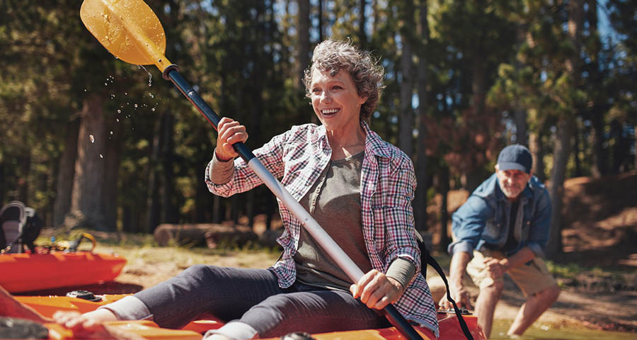 Woman have fun on a kayak