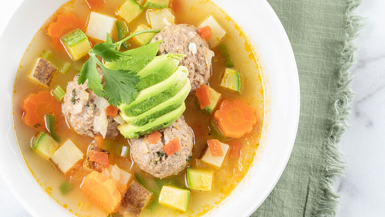 Vegan Mexican Meatball Soup