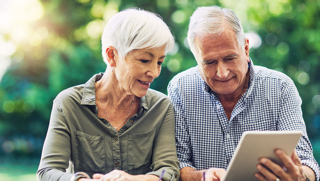 elderly man and elderly woman
