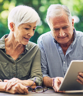 elderly man and elderly woman