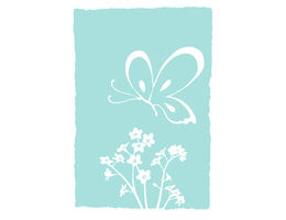 teal box with butterfly and flowers