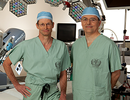 two Loma Linda University Health physicians wearing scrubs