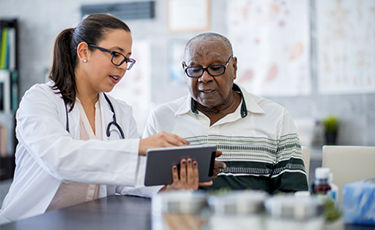 Female doctor with male patient