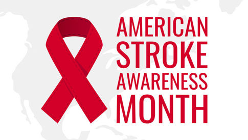 American Stroke Awareness Month with red Ribbon