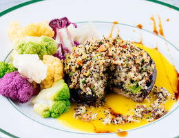 Rainbow Quinoa Stuffed Portabella